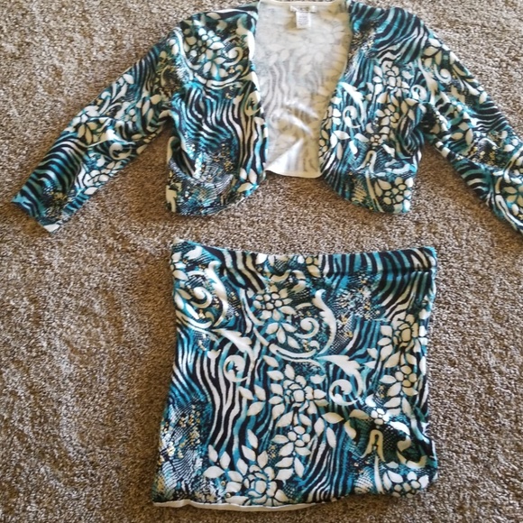 Cache 2 piece tube top with shrug - Picture 2 of 2